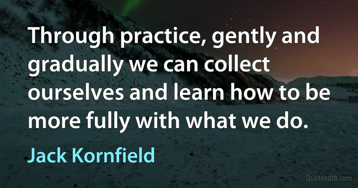 Through practice, gently and gradually we can collect ourselves and learn how to be more fully with what we do. (Jack Kornfield)