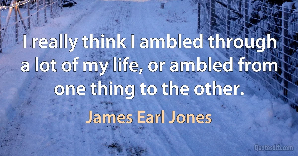 I really think I ambled through a lot of my life, or ambled from one thing to the other. (James Earl Jones)