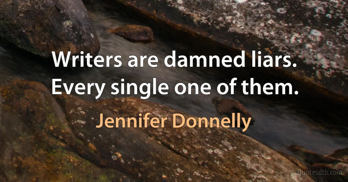 Writers are damned liars. Every single one of them. (Jennifer Donnelly)