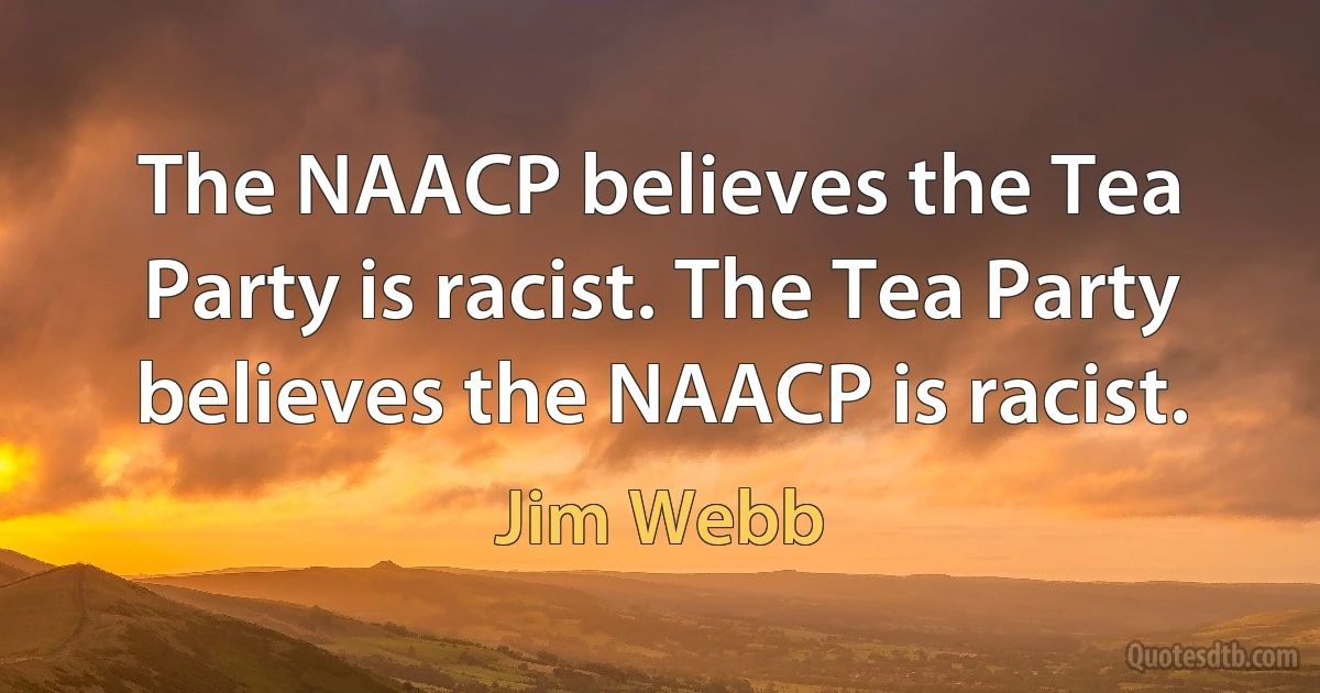 The NAACP believes the Tea Party is racist. The Tea Party believes the NAACP is racist. (Jim Webb)