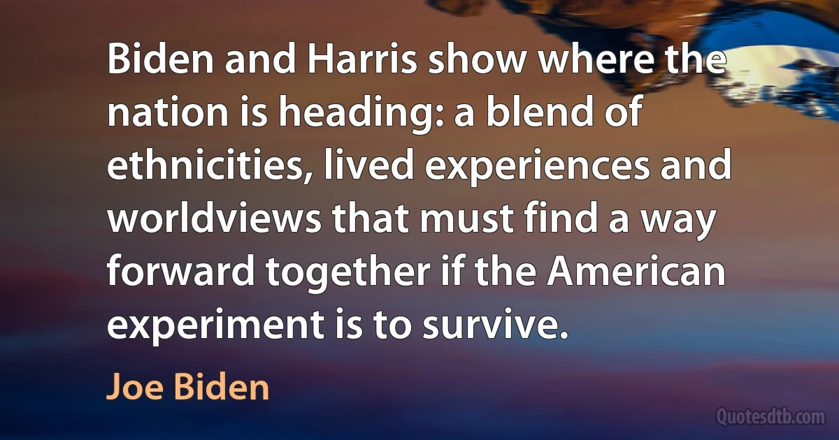 Biden and Harris show where the nation is heading: a blend of ethnicities, lived experiences and worldviews that must find a way forward together if the American experiment is to survive. (Joe Biden)