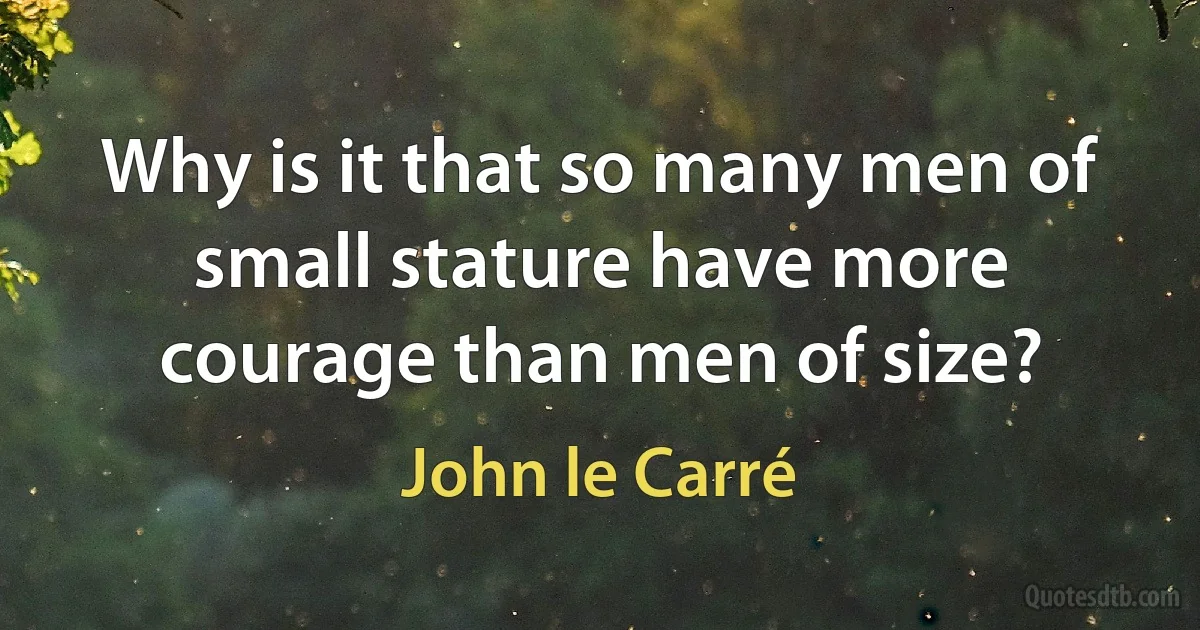 Why is it that so many men of small stature have more courage than men of size? (John le Carré)