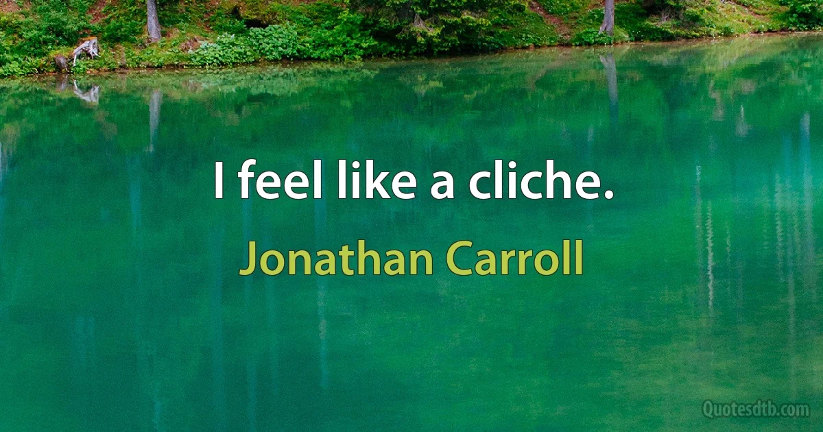 I feel like a cliche. (Jonathan Carroll)