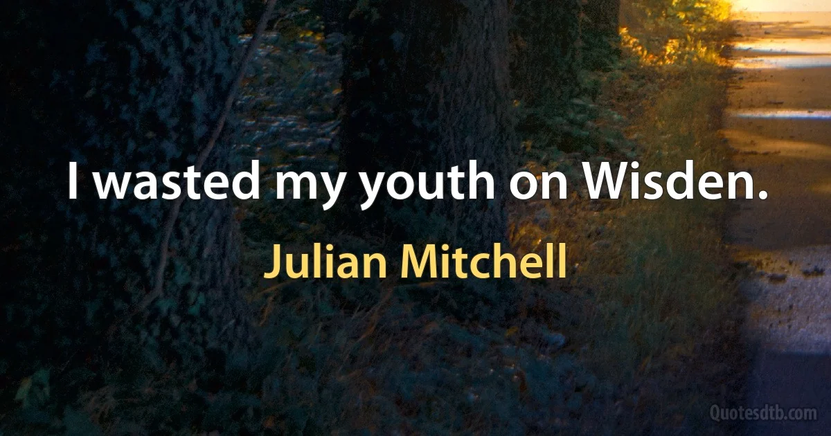 I wasted my youth on Wisden. (Julian Mitchell)