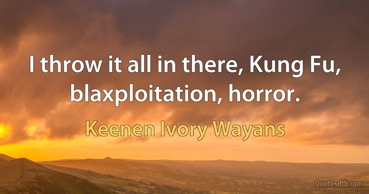 I throw it all in there, Kung Fu, blaxploitation, horror. (Keenen Ivory Wayans)