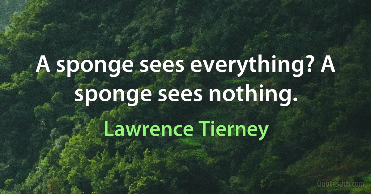 A sponge sees everything? A sponge sees nothing. (Lawrence Tierney)