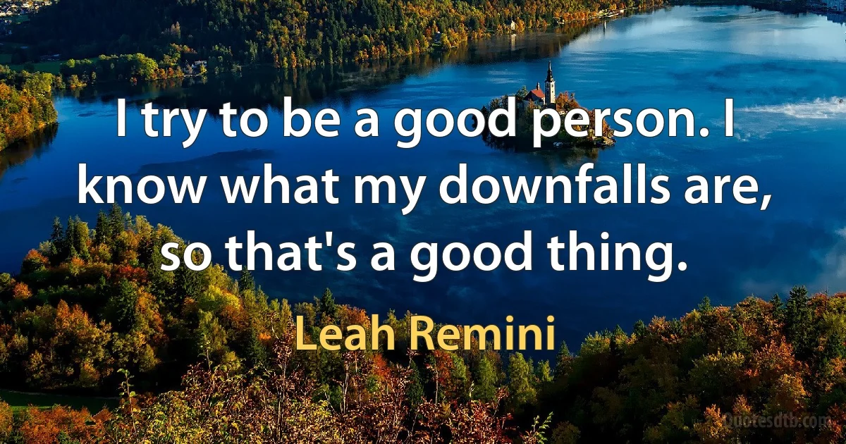 I try to be a good person. I know what my downfalls are, so that's a good thing. (Leah Remini)