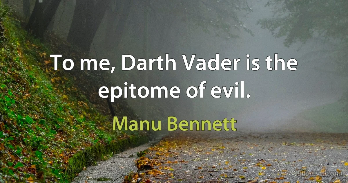 To me, Darth Vader is the epitome of evil. (Manu Bennett)