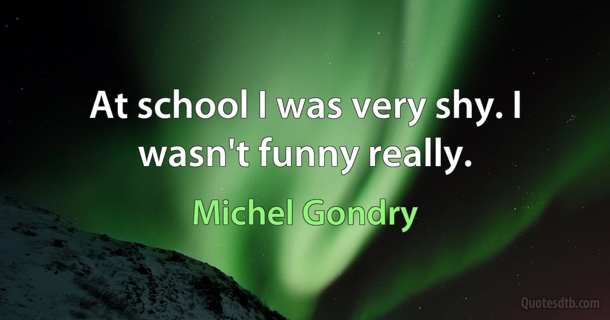 At school I was very shy. I wasn't funny really. (Michel Gondry)