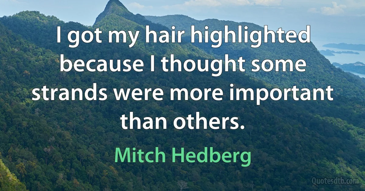 I got my hair highlighted because I thought some strands were more important than others. (Mitch Hedberg)