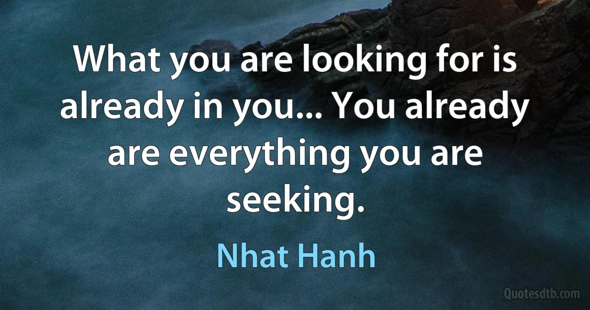 What you are looking for is already in you... You already are everything you are seeking. (Nhat Hanh)