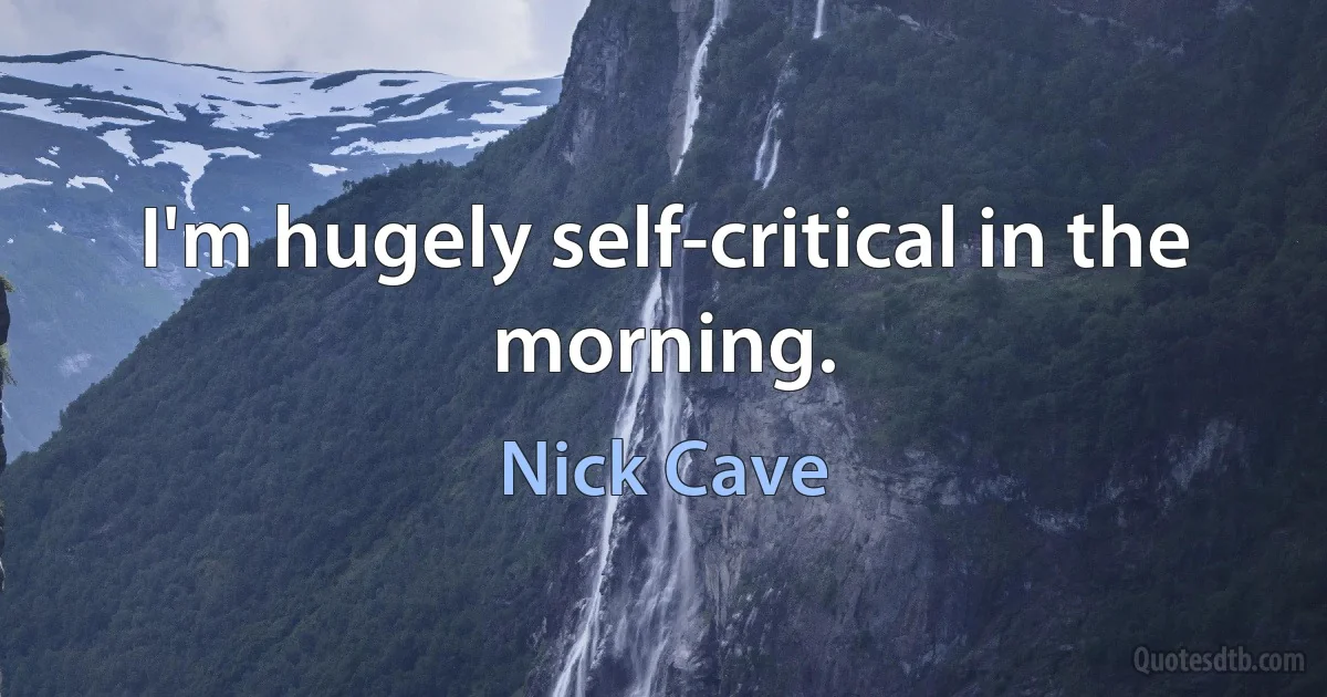 I'm hugely self-critical in the morning. (Nick Cave)