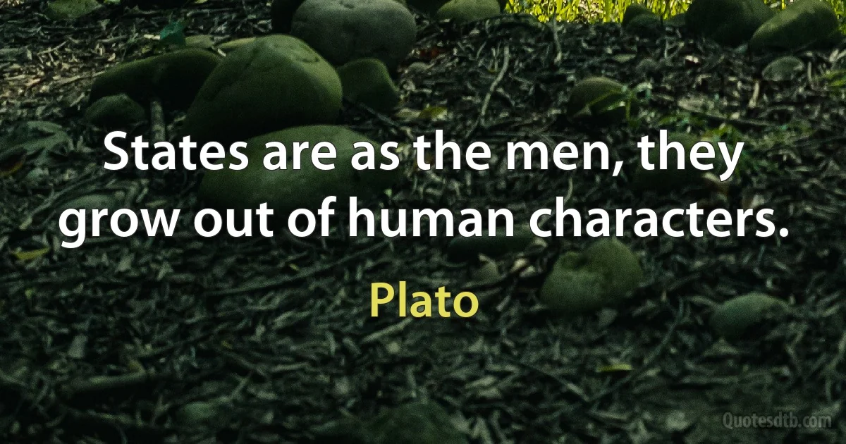 States are as the men, they grow out of human characters. (Plato)