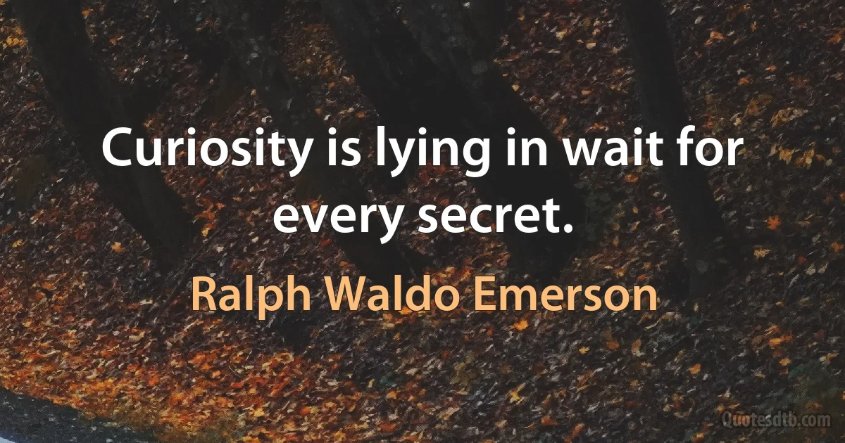 Curiosity is lying in wait for every secret. (Ralph Waldo Emerson)