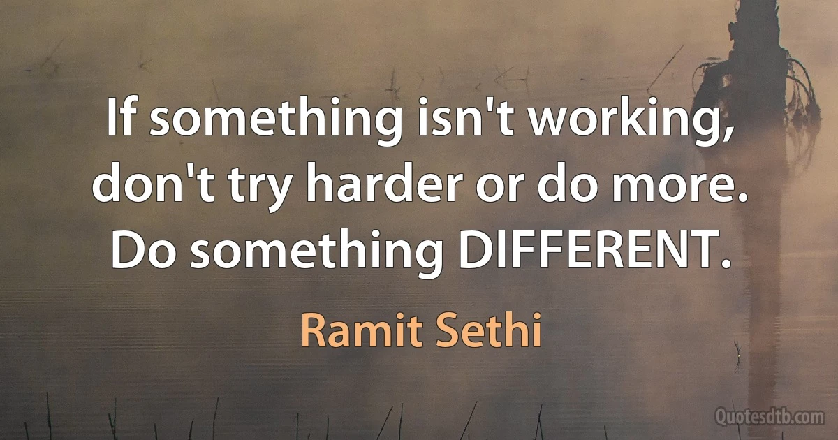 If something isn't working, don't try harder or do more. Do something DIFFERENT. (Ramit Sethi)