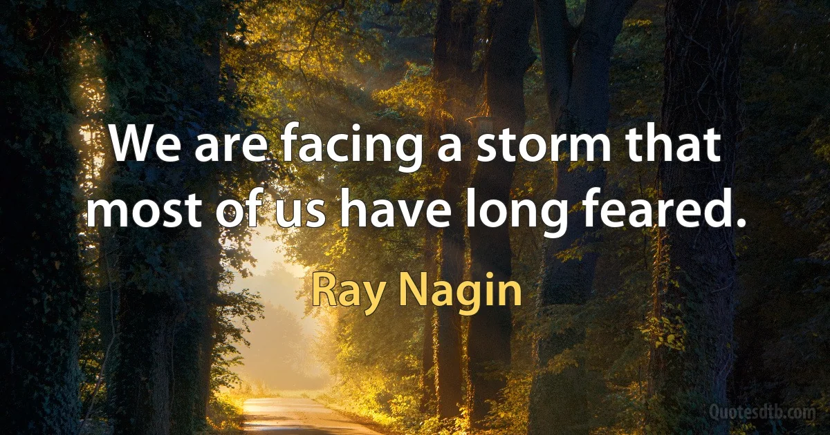 We are facing a storm that most of us have long feared. (Ray Nagin)