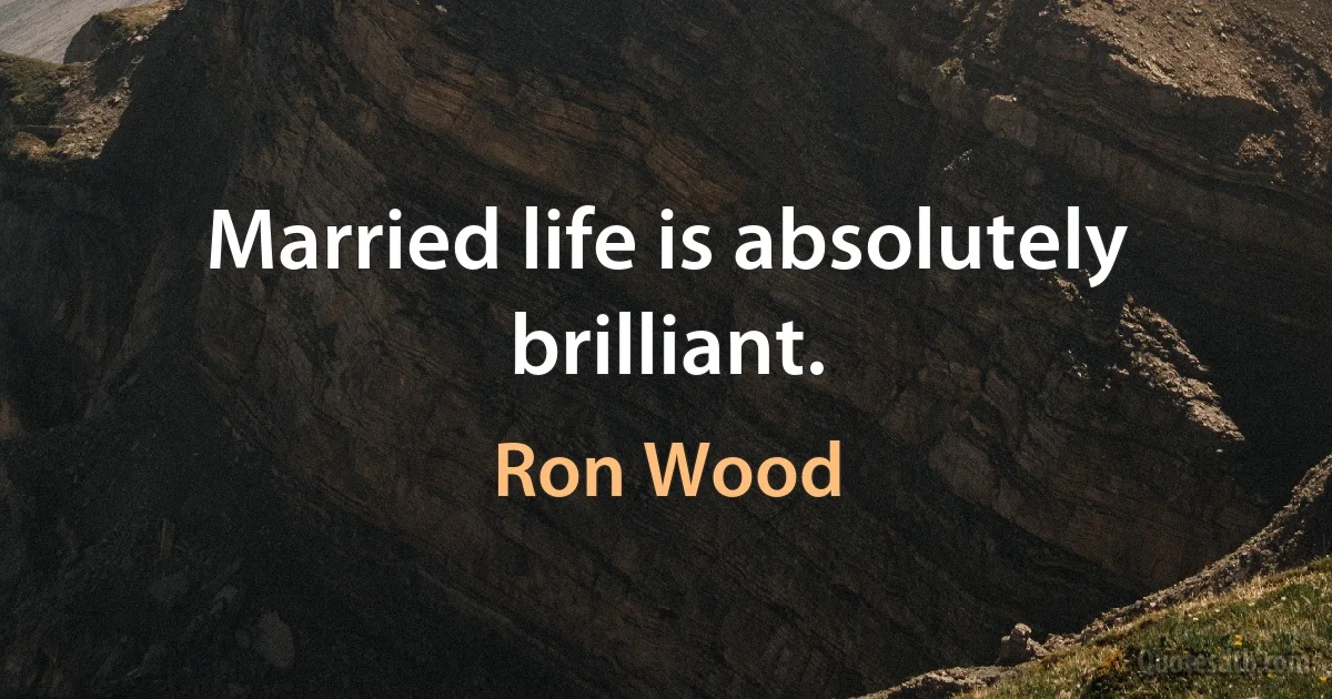 Married life is absolutely brilliant. (Ron Wood)