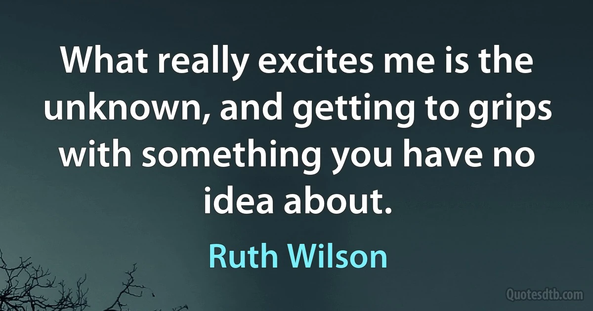 What really excites me is the unknown, and getting to grips with something you have no idea about. (Ruth Wilson)