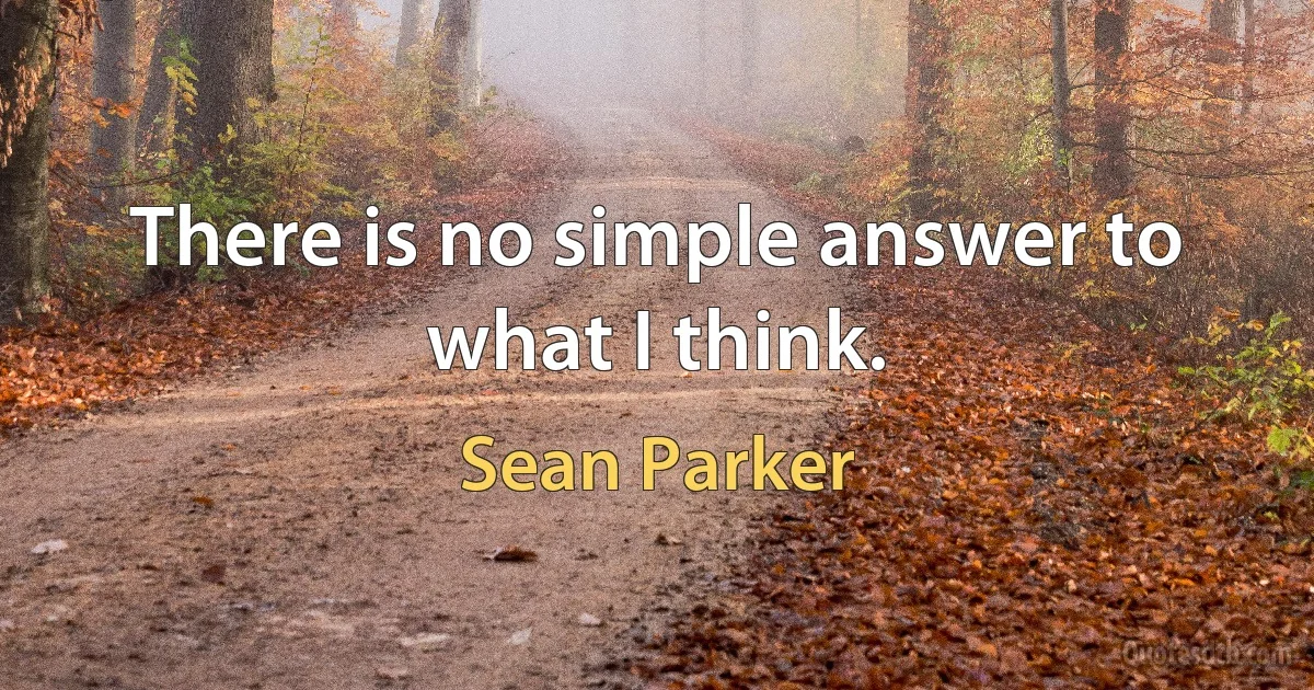 There is no simple answer to what I think. (Sean Parker)