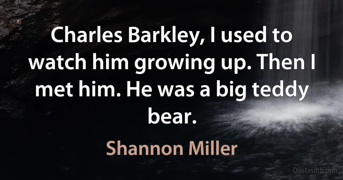 Charles Barkley, I used to watch him growing up. Then I met him. He was a big teddy bear. (Shannon Miller)