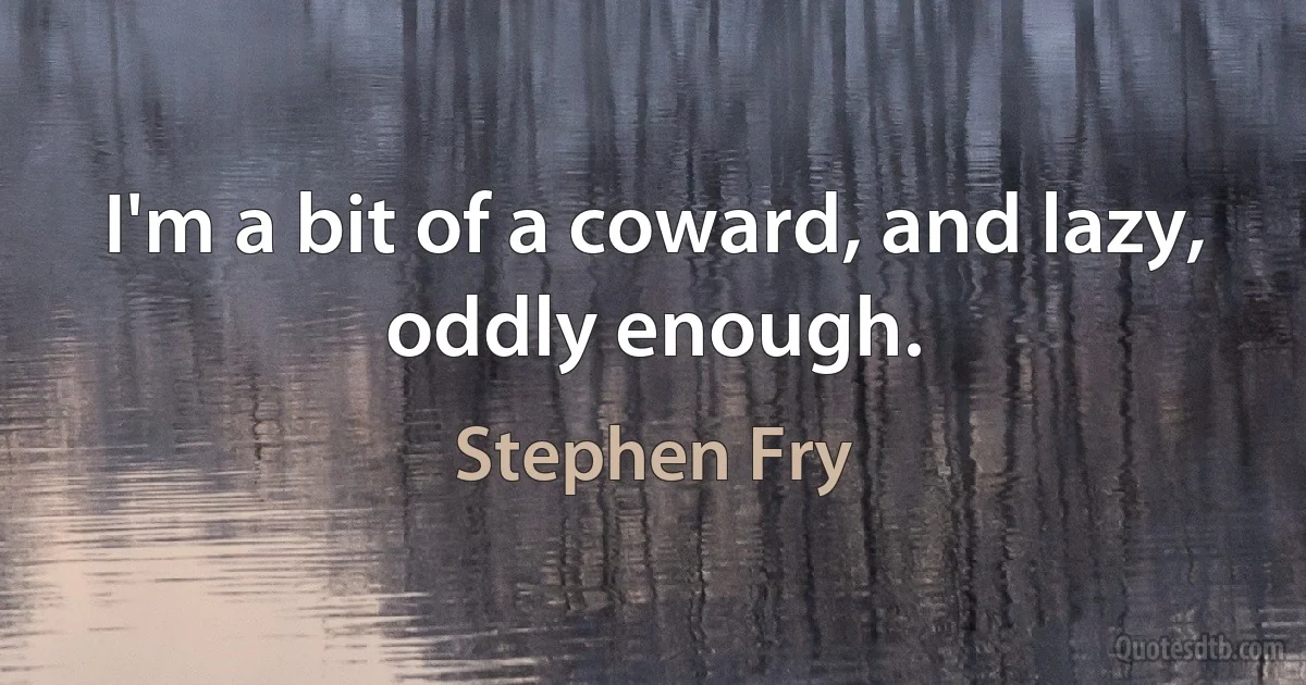 I'm a bit of a coward, and lazy, oddly enough. (Stephen Fry)