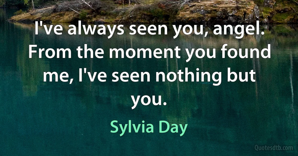 I've always seen you, angel. From the moment you found me, I've seen nothing but you. (Sylvia Day)