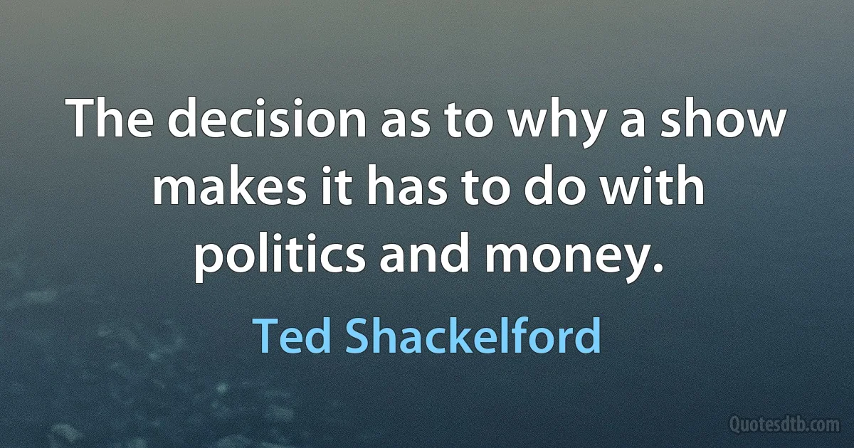 The decision as to why a show makes it has to do with politics and money. (Ted Shackelford)