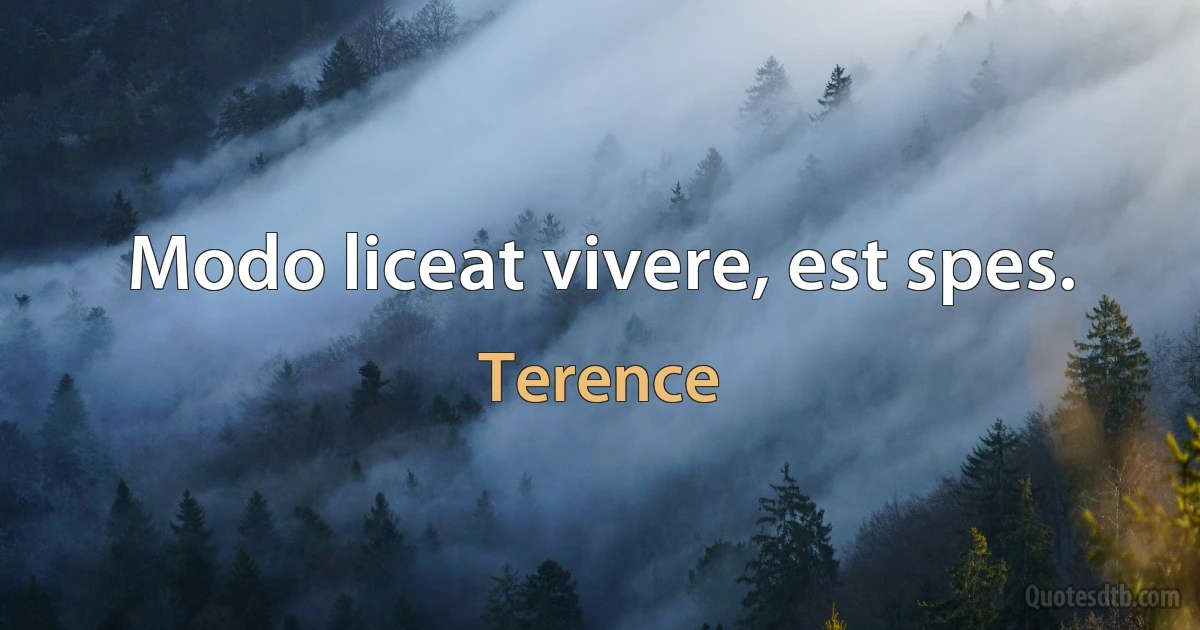 Modo liceat vivere, est spes. (Terence)