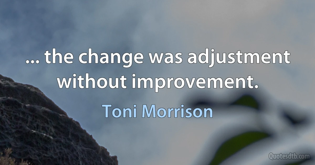 ... the change was adjustment without improvement. (Toni Morrison)