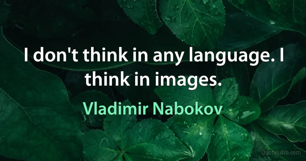 I don't think in any language. I think in images. (Vladimir Nabokov)