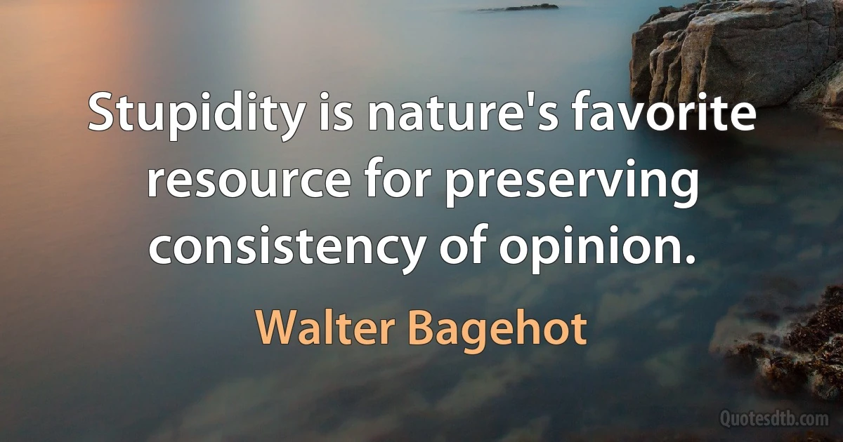 Stupidity is nature's favorite resource for preserving consistency of opinion. (Walter Bagehot)