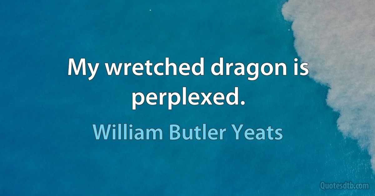 My wretched dragon is perplexed. (William Butler Yeats)