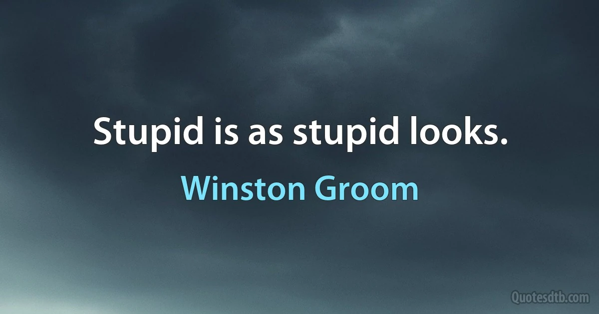 Stupid is as stupid looks. (Winston Groom)