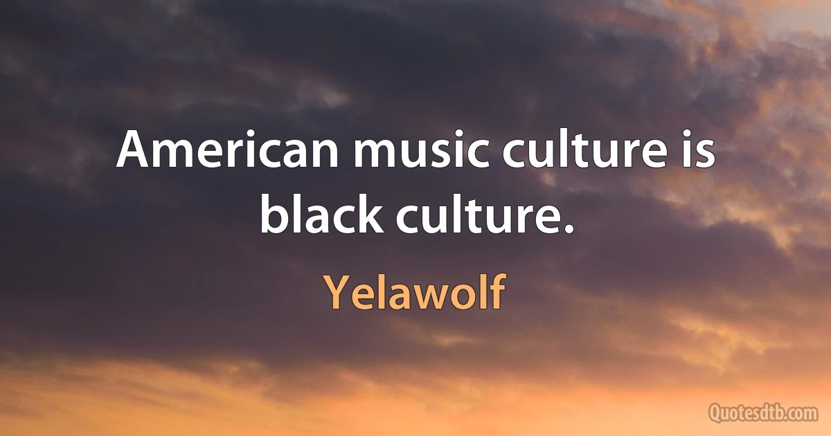 American music culture is black culture. (Yelawolf)