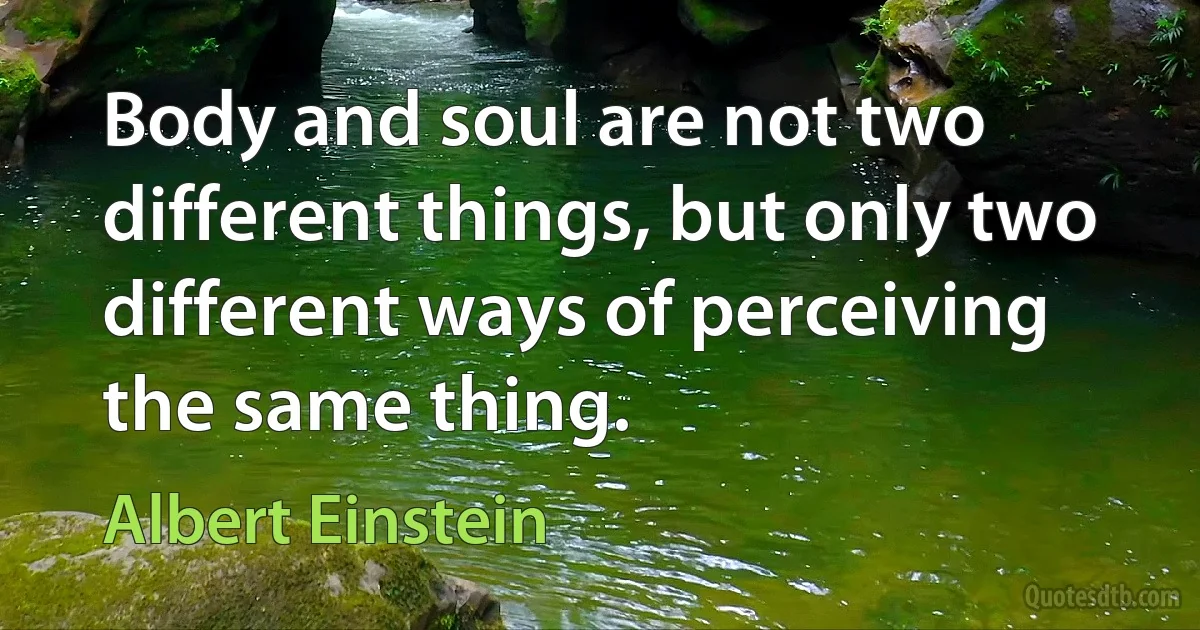 Body and soul are not two different things, but only two different ways of perceiving the same thing. (Albert Einstein)