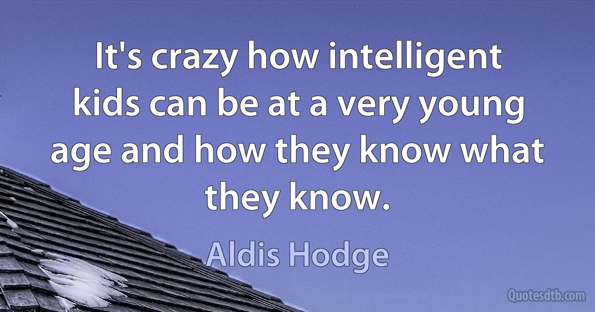 It's crazy how intelligent kids can be at a very young age and how they know what they know. (Aldis Hodge)