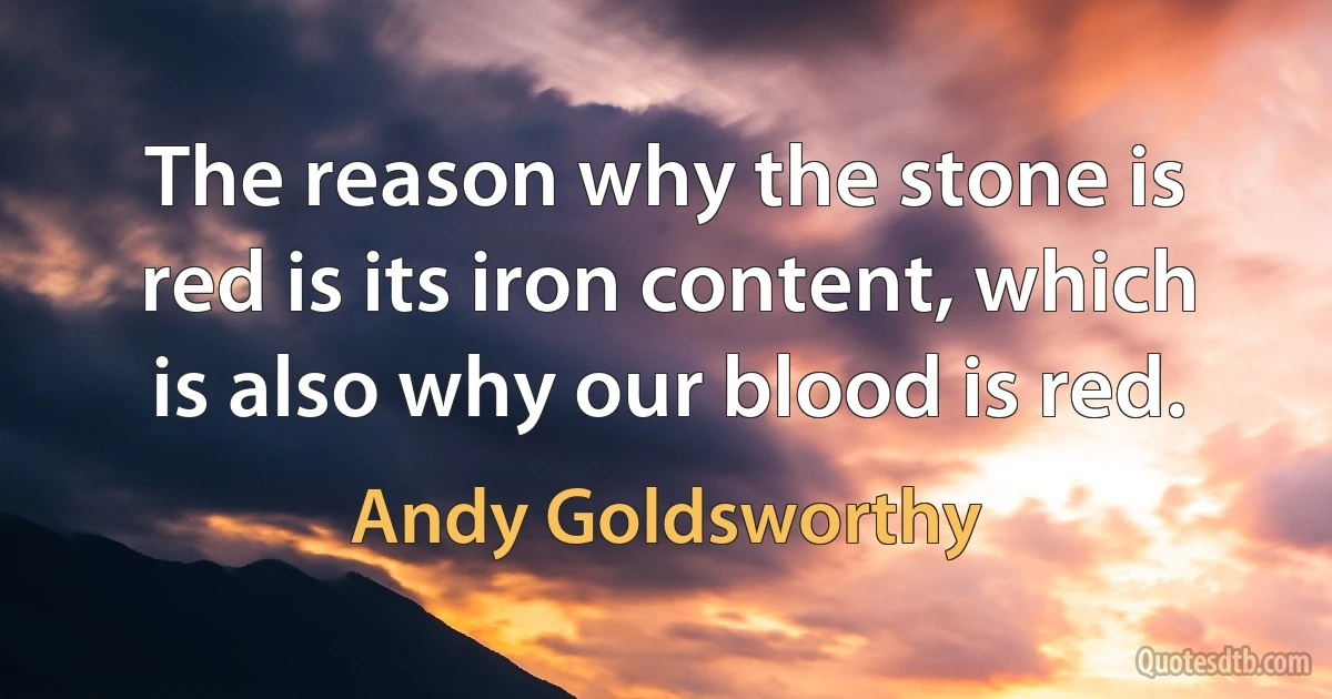 The reason why the stone is red is its iron content, which is also why our blood is red. (Andy Goldsworthy)