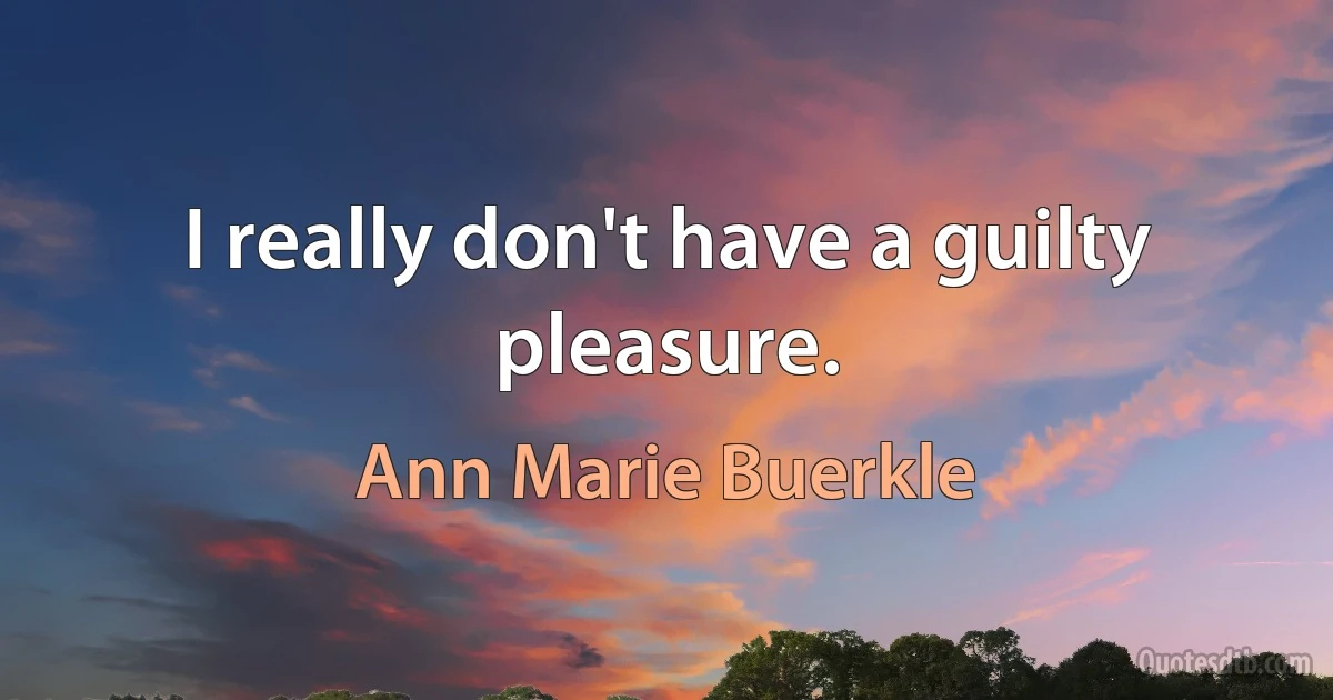 I really don't have a guilty pleasure. (Ann Marie Buerkle)