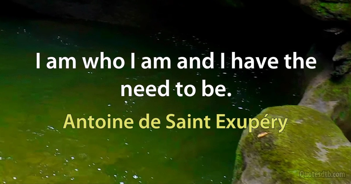 I am who I am and I have the need to be. (Antoine de Saint Exupéry)