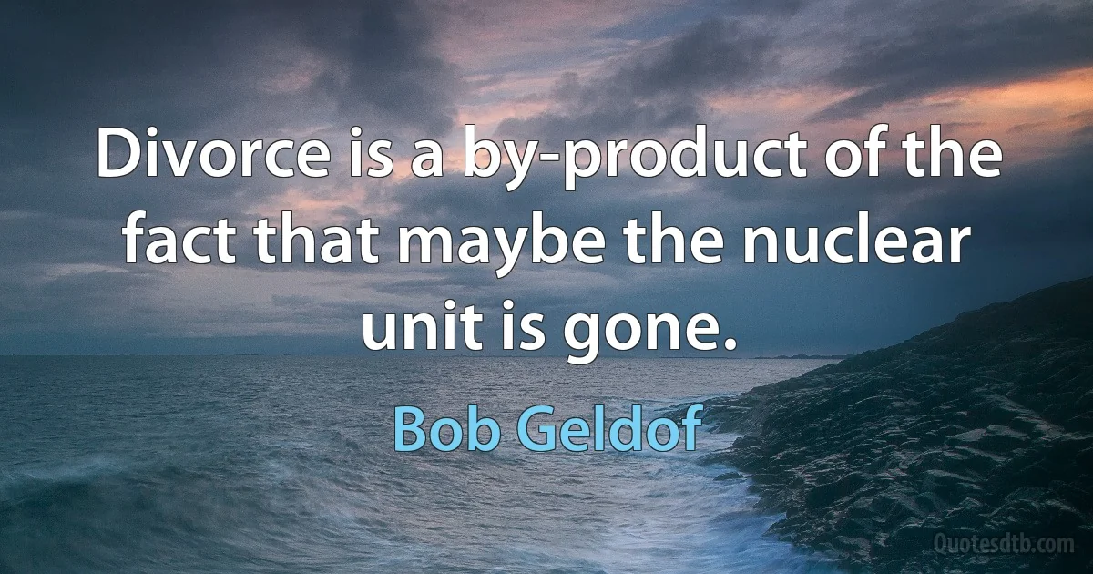 Divorce is a by-product of the fact that maybe the nuclear unit is gone. (Bob Geldof)