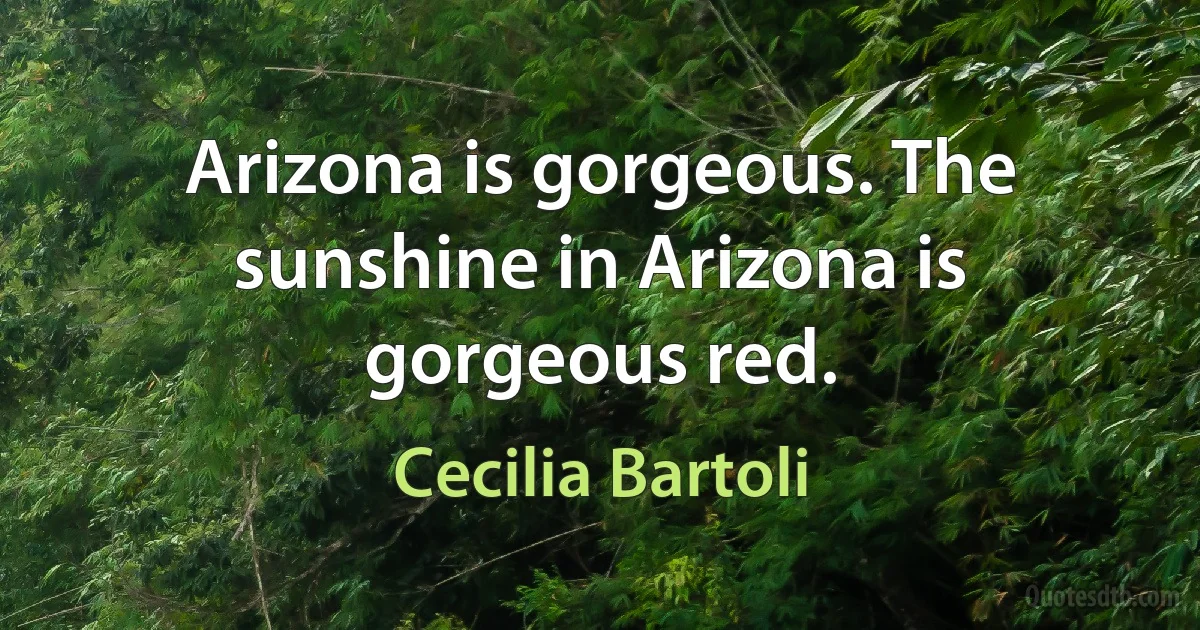 Arizona is gorgeous. The sunshine in Arizona is gorgeous red. (Cecilia Bartoli)