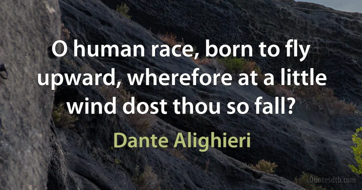 O human race, born to fly upward, wherefore at a little wind dost thou so fall? (Dante Alighieri)