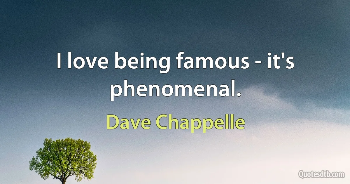 I love being famous - it's phenomenal. (Dave Chappelle)