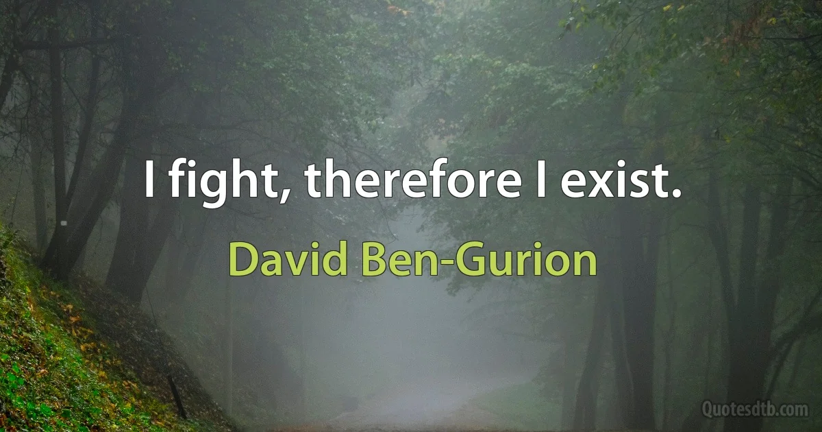 I fight, therefore I exist. (David Ben-Gurion)