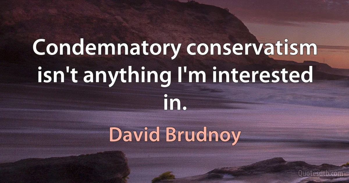 Condemnatory conservatism isn't anything I'm interested in. (David Brudnoy)