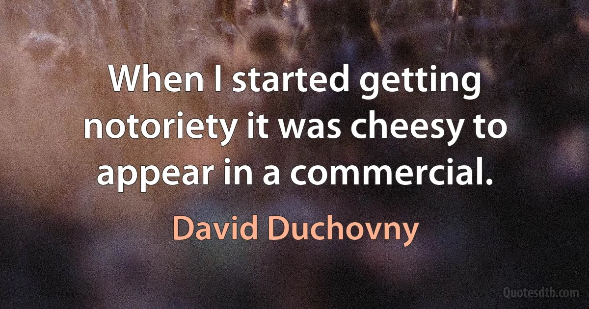 When I started getting notoriety it was cheesy to appear in a commercial. (David Duchovny)