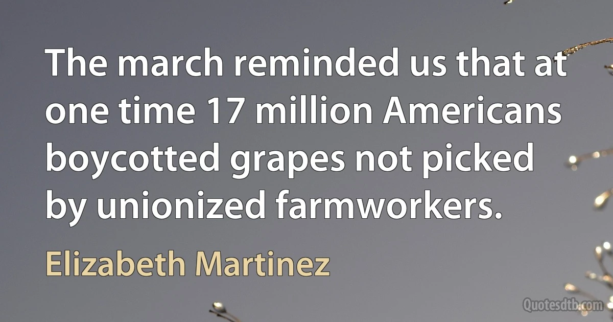 The march reminded us that at one time 17 million Americans boycotted grapes not picked by unionized farmworkers. (Elizabeth Martinez)