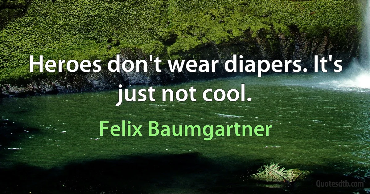 Heroes don't wear diapers. It's just not cool. (Felix Baumgartner)