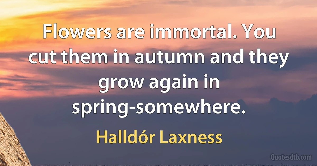 Flowers are immortal. You cut them in autumn and they grow again in spring-somewhere. (Halldór Laxness)