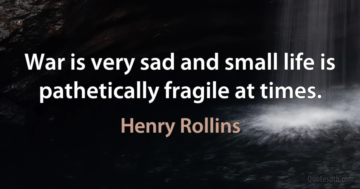 War is very sad and small life is pathetically fragile at times. (Henry Rollins)